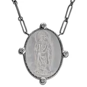 18K White Gold Mother-of-pearl Asian Design Pendant