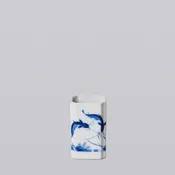 1920s Blue & White Porcelain Fish Square Vase
