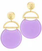 Acrylic Link Textured Metal Earrings Lavender