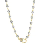 18" Silver Clear CZ Bezel Charm Bar Chain