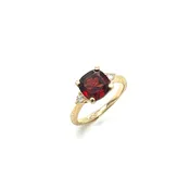Garnet And Diamond Ring In 14KT Yellow Gold