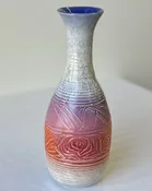 Colorful rose vase — Dryden American Art Pottery