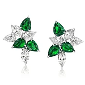 EMERALD AND DIAMOND CLUSTER EARRINGS, 10.29 CARATS