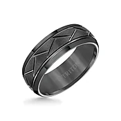 Bevel Edge Domed Diagonal Cuts Tungsten Wedding Band