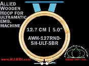12.7 cm (5.0 inch) Round Allied Wooden Embroidery Hoop, Single Height - Ultramatic 123 mm Short Bar Type Flat Table