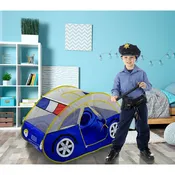 Kids Police Car Play Tent 2 Doors & Mesh Windows Easy Setup