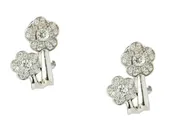 18K White Gold Diamond Flower Earrings
