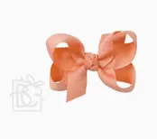 Apricot Grosgrain Bow W/Knot Medium Alligator Clip 3.5