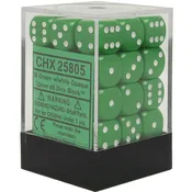 12mm d6 Opaque 36 Dice Green/White
