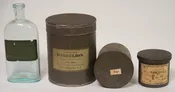 Lot 100D: Labeled Bottle and Tins
