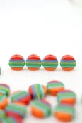12mm Tab Retro Striped Italian Poly Resin Coin, 1 Bead