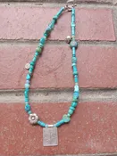 Handmade Blue Choker Style Necklace with Pure Silver Tree Pendant
