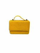 Bottega Veneta Alumna Intrecciato Flat Handle w/ Strap Yellow Handbag