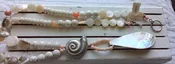Beach Inspired Necklace in Creams and Pink with Shell Pendant