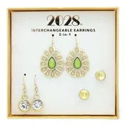 3-In-1 Green & Clear Crystal Interchangeable Earring Set
