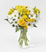 3 Yellow Roses and Daisies Vase