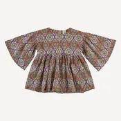 bell sleeve gathered tunic | alice wallpaper | organic cotton woven