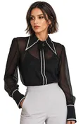 Black Chiffon Blouse with Cami | Women's