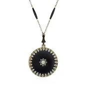 Antique Black enamel and diamond, locket necklace