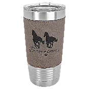 20 oz. Light Brown Laserable Leatherette Tumbler with Clear Lid