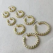 18k Gold Filled Twisted Tube Hoop Earrings - The Croissant Hoops: 20mm - 1010891