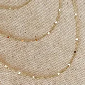 18k Gold Filled 1mm Curb Chain Necklace with Pressed Dots