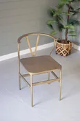 Antique Brass Finish Metal Wishbone Chair