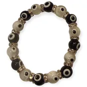10mm Black & White Evil Eye Bracelet