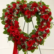 Always Remember Red Floral Heart Tribute