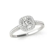 14K Gold Cushion Cut Diamond Halo Engagement Ring