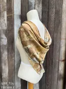 Botanical Printed Pure Silk Scarf by Sharon Mansfield  - Natural Leaves Printed on Luxurious Shiny Silk - Colorfast & Washable