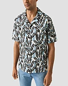 Chemise à col cubain à motif palmier