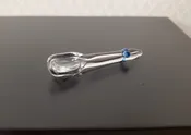 1:6 Scale Clear Glass Spoon with Blue Ring Dollhouse Miniature Fashion Doll Size