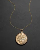 Antique 1800s 14k Gold Fill & Paste Crystal Floral Motif Locket Pendant Necklace