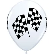 11" Latex Balloon, Racing Flags White