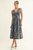 Adelyn Rae Arleta Jacquard Chambray Sleeveless Corset Midi Dress