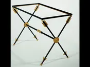 Andre Arbus and Gilbert Poillerat small table (#1519) — Calderwood Gallery is a world class resource for original French Art Deco furniture. Works by Maurice Dufrene, Jacques Adnet, Ruhlmann, Jallot, Follot, Arbus, Leleu, Dominuque, Subes, Sue et Mare. Art Nouveau, decorative arts, iron works.