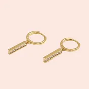 14k Gold Dipped Cz I Shaped Huggie Earrings