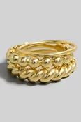 3pc Mixed Textured Band Rings Set