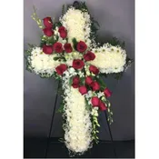 HOLY CROSS W/RED ROSES- large- 36"