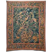 French or Belgian Jacquard Tapestry “Aristolochia Leaves with Birds”
