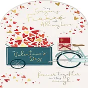 Bicycle And Hearts Gorgeous Fianc Luxury Handfinished Valentine\’s Day Card