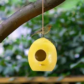 Feeder - Yellow/Green Ceramic Lemon Bird House, 7 in.