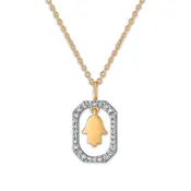 10KT Yellow Gold 1/10 CTW Natural Diamond 18-inch Hamsa Pendant