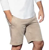 7 Downie Men's Shorts in Kaki Super Soft Brushed Cotton Pants with 4-way Stretch