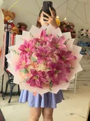 50-Rose Pink Lily Bouquet