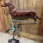 2D Dachshund Weiner Dog, Copper Patina Finish