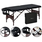 Master Massage 28" Argo Portable Massage Table Package in Black Upholstery, Walnut Legs