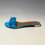 AQUAZZURA Suede Fringe Slide Sandals |