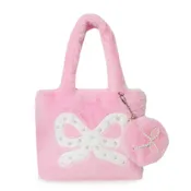 Bow Pearl Plush Mini Tote Bag with Coin Purse